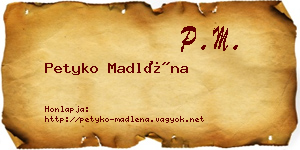Petyko Madléna névjegykártya